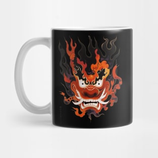 Flaming Traditional Oni Mask Mug